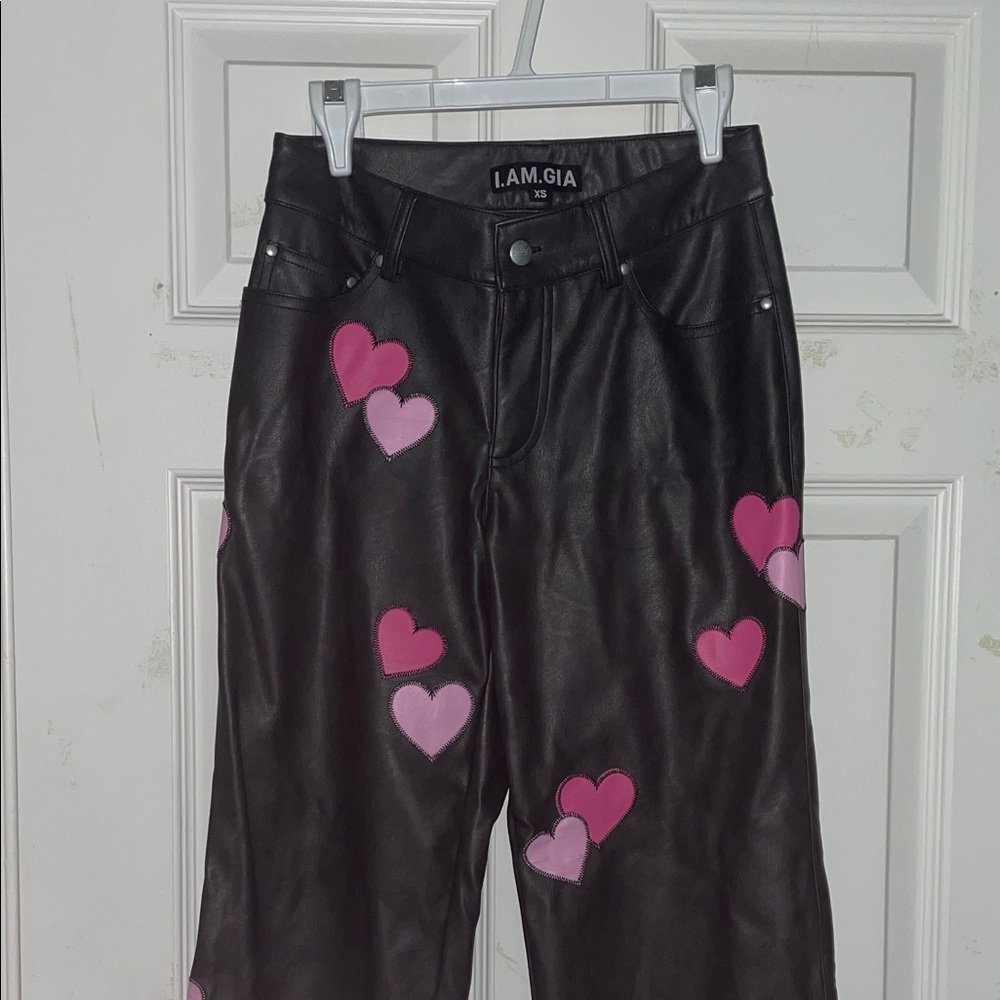 I.AM.GIA Black Pants with Pink Heart Details